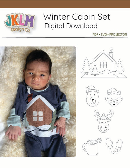 Winter Cabin Appliqué Set – Digital Download