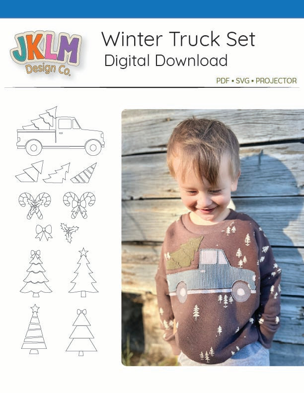 Winter Truck Appliqué Set – Digital Download