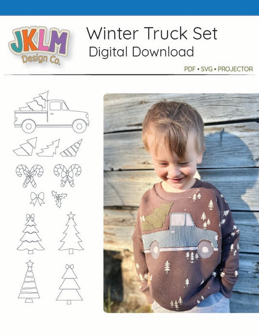 Winter Truck Appliqué Set – Digital Download