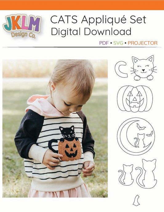 Cats & Pumpkin Applique Set Digital Download